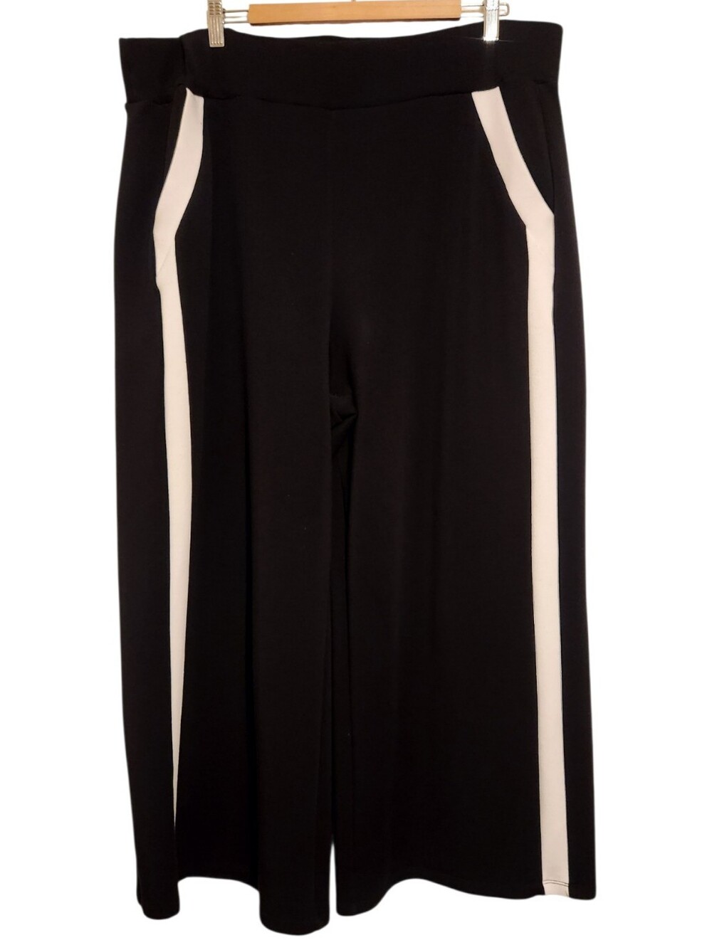 SPANX | Women's Air Essentials Black Pants With White Stripes (Size 3X Petite)